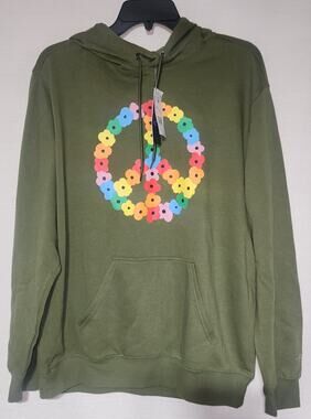 The phluid project peace sign green hoodie women's medium